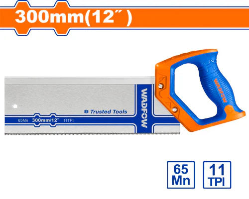 WADFOW 12-Inch Back Saw with Reinforced Steel Spine and Soft Grip Handle WHW1112
