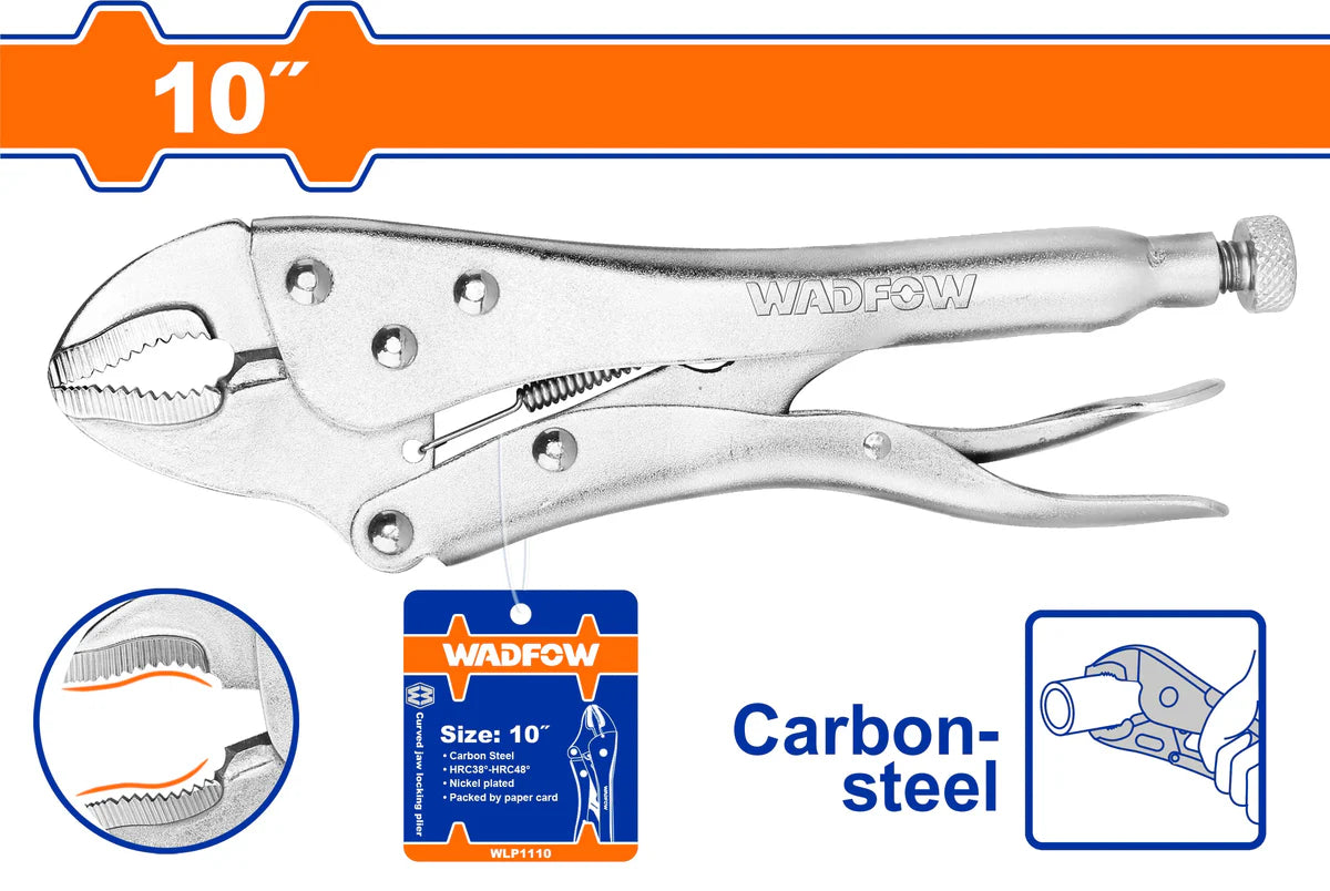 WADFOW 10 Inch Curved Jaw Locking Pliers Carbon Steel Heavy Duty Vice Grip Plier WLP1110 Wadfow