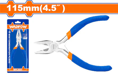 WADFOW 4.5-Inch Mini Combination Pliers with Polished Finish and Two-Color Handle WPL0951
