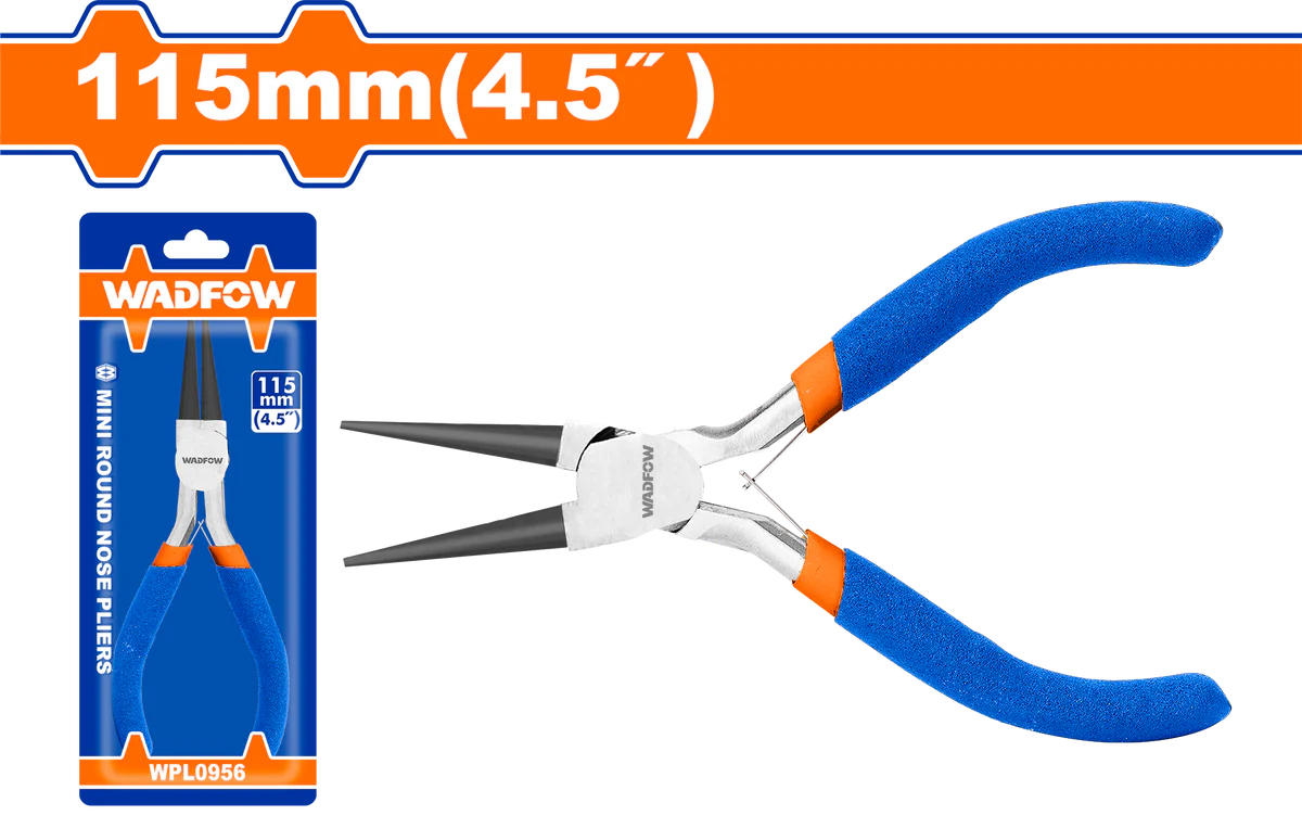 WADFOW 4.5-Inch Mini Round Nose Pliers with Polished Finish and Two-Color Handle WPL0956