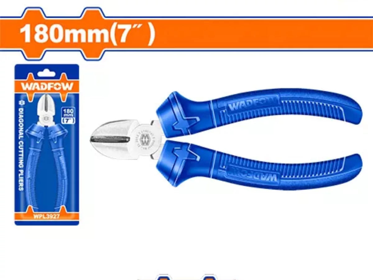 WADFOW 7-Inch Diagonal Cutting Pliers with Polished Finish and Two-Color Handle WPL3927