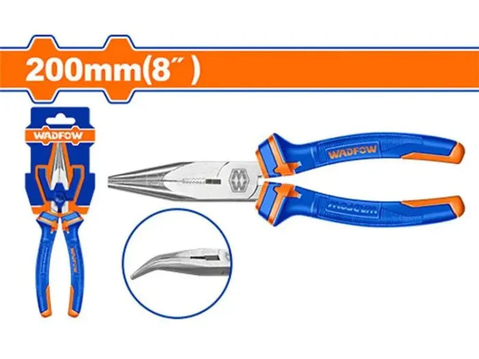 WADFOW 8-Inch Bent Nose Pliers with Polished Finish and Two-Color Handle WPL4948