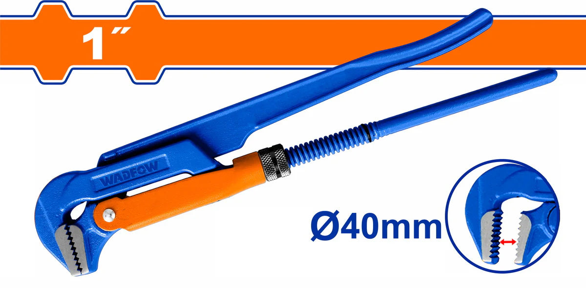 WADFOW 1-Inch 90-Degree Heavy Duty Swedish Pipe Wrench Carbon Steel Fast Adjust Spanner WPW2101