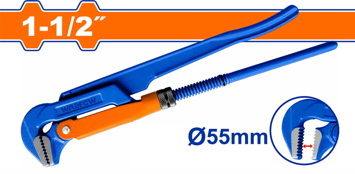 WADFOW 1-Inch 45-Degree Heavy Duty Swedish Pipe Wrench Carbon Steel Fast Adjust Spanner WPW3101