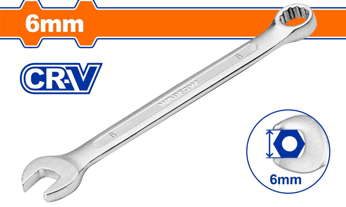 WADFOW 6mm Chrome Vanadium Combination Spanner Polished Metric Wrench WSA1106 Wadfow