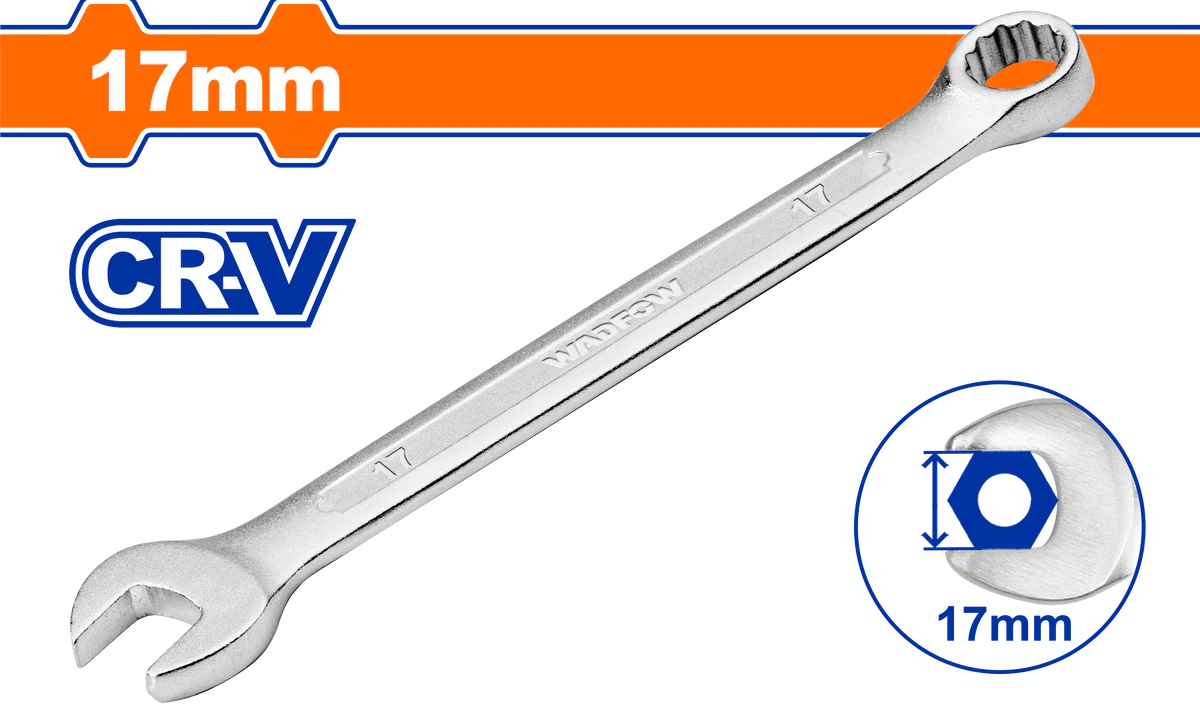 WADFOW 17mm Chrome Vanadium Combination Spanner Polished Metric Wrench WSA1117 Wadfow