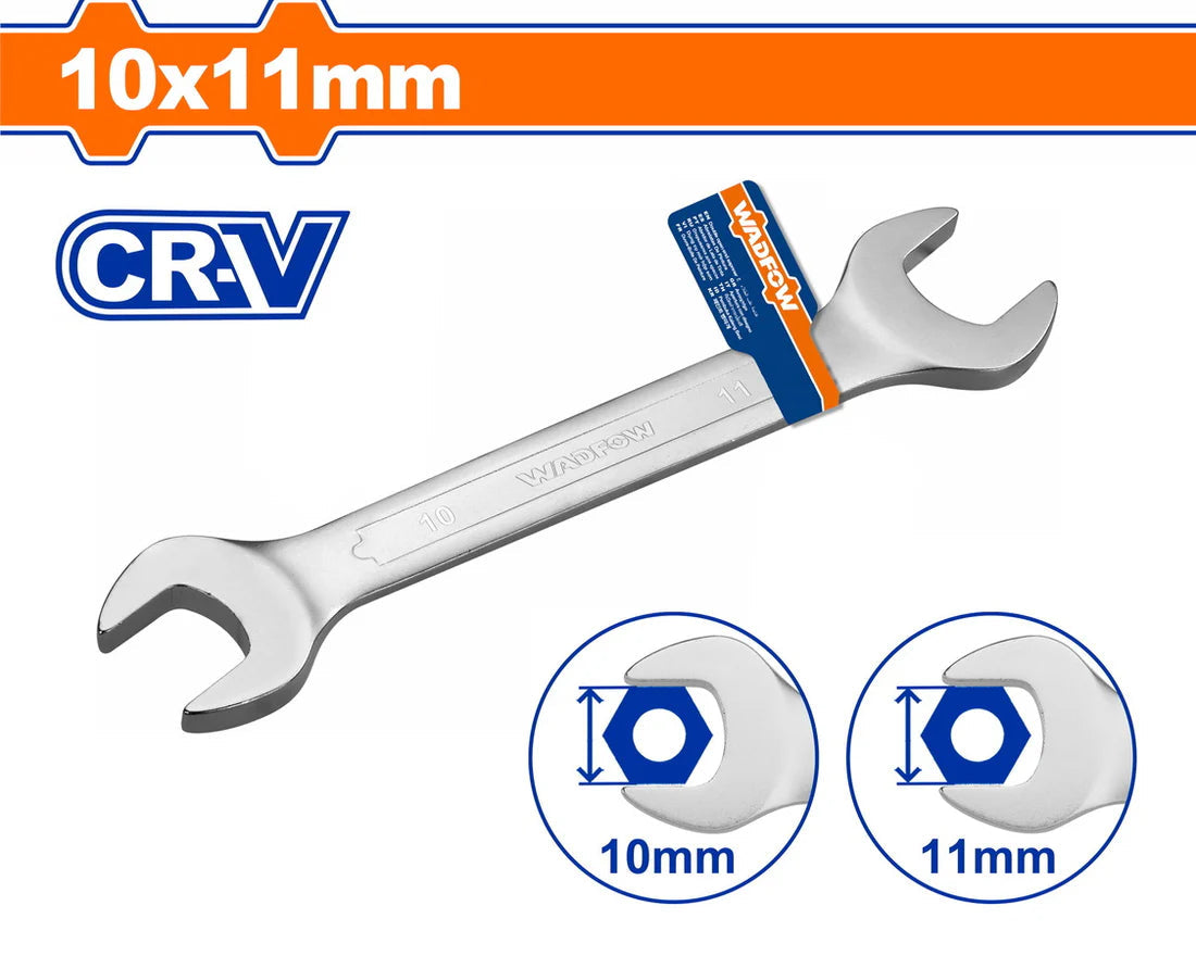 WADFOW 10mm x 11mm Chrome Vanadium Double Open End Spanner Metric Wrench WSA2303 Wadfow