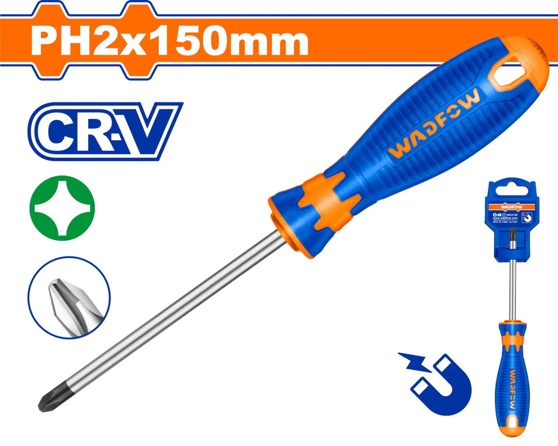 WADFOW PH2 x 200mm Phillips Cross Head Screwdriver with Magnetic Tip WSD2226