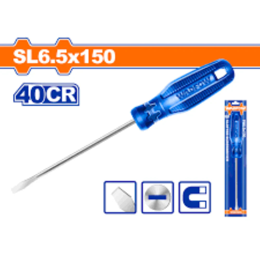 WADFOW 6.5mm x 150mm Slotted Flat Head Screwdriver with Magnetic Tip WSD3966