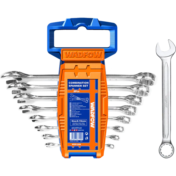 WADFOW 8-Piece Chrome Vanadium Combination Spanner Set 6-19mm Metric Wrench Kit WSP1208 Wadfow