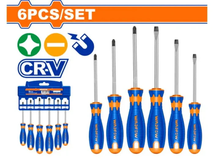 WADFOW 6-Piece Phillips and Slotted Screwdriver Set with Magnetic Tips WSS1206