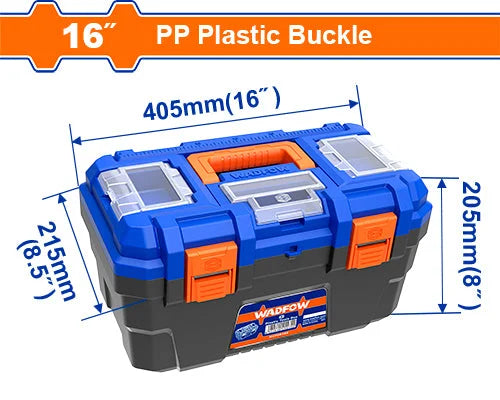 WADFOW 16" Portable Plastic Tool Box Heavy Duty PP Buckle Organizer WTB1316 Wadfow