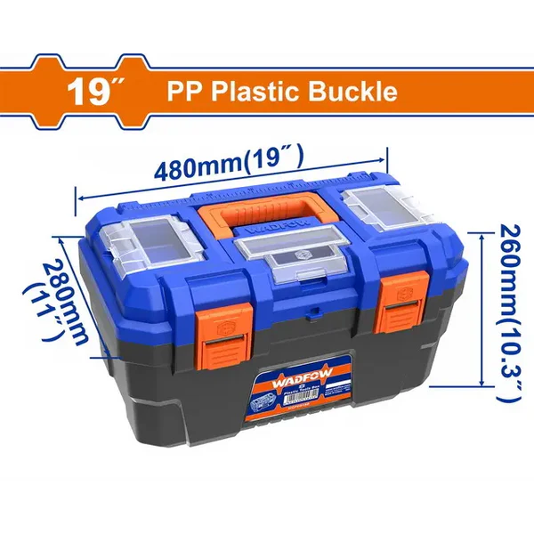 WADFOW 19" Portable Plastic Tool Box Heavy Duty PP Buckle Organizer WTB1319 Wadfow