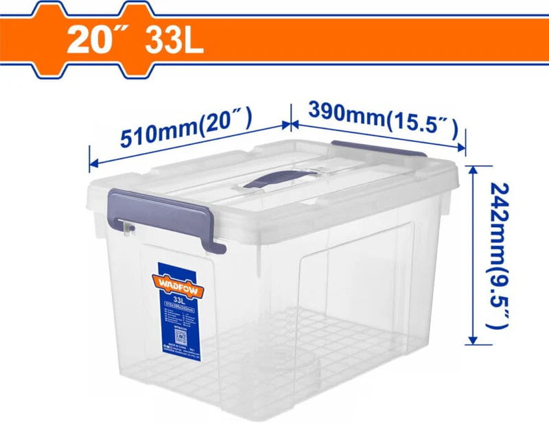 WADFOW 20" Plastic Storage Box 33L Clear Heavy Duty Storage Container WTB2335 Wadfow