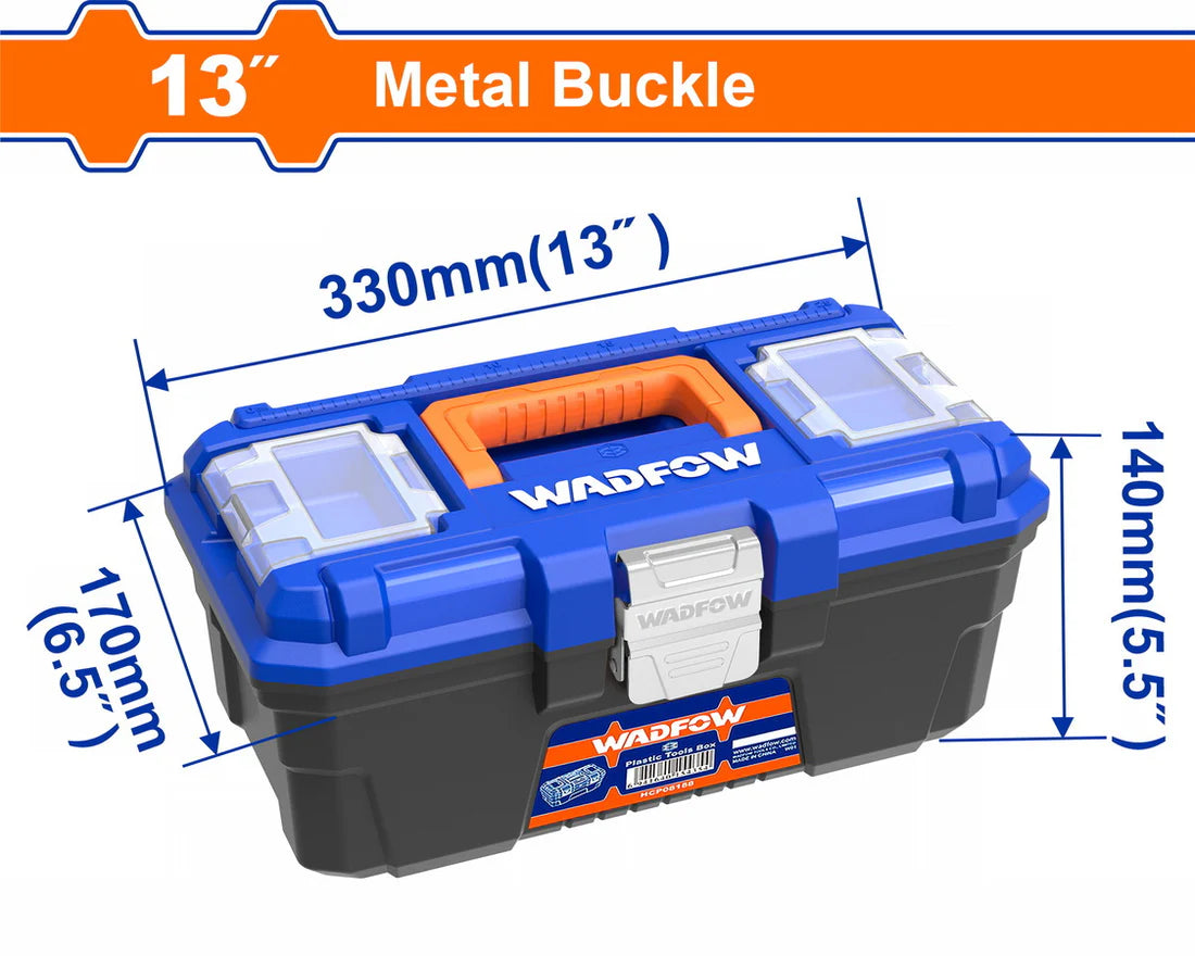WADFOW 13" Portable Plastic Tool Box Heavy Duty Metal Latch Organizer WTB3313 Wadfow