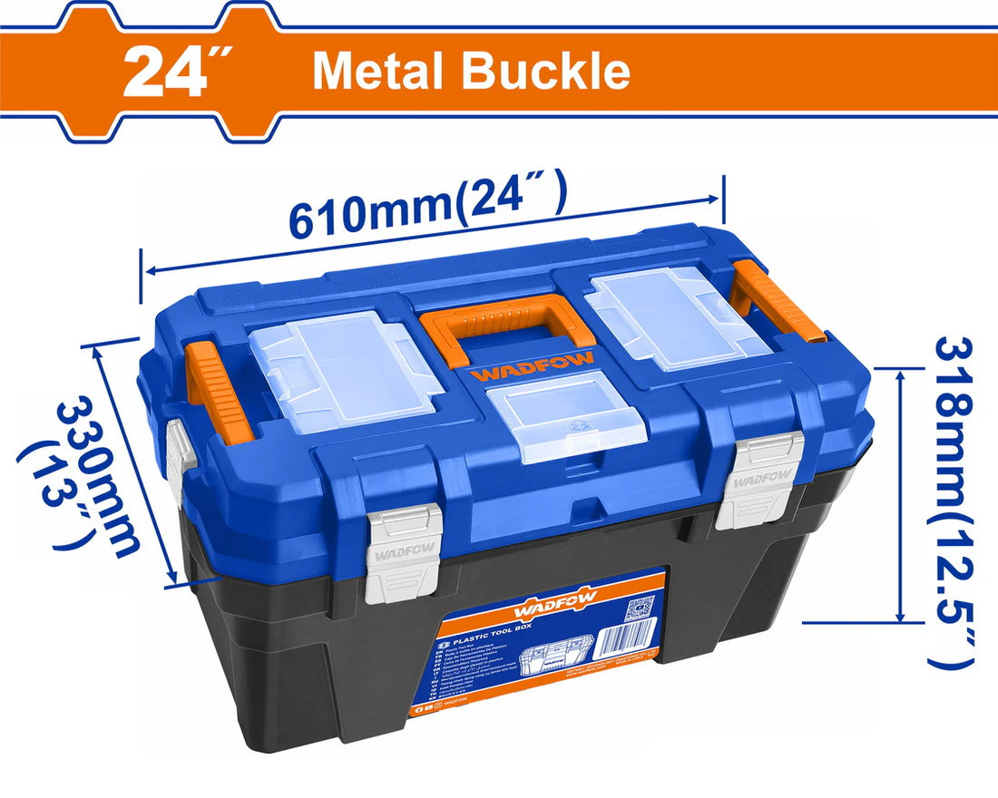 WADFOW 24" Portable Plastic Tool Box Heavy Duty Metal Latch Organizer WTB3324 Wadfow