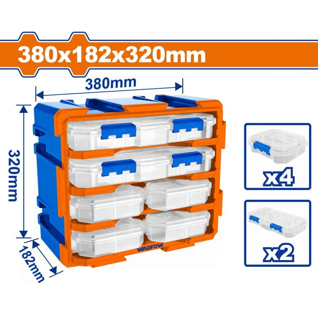 WADFOW Modular Storage Tower Frame with Transparent Organizers Set WTB8346 Wadfow