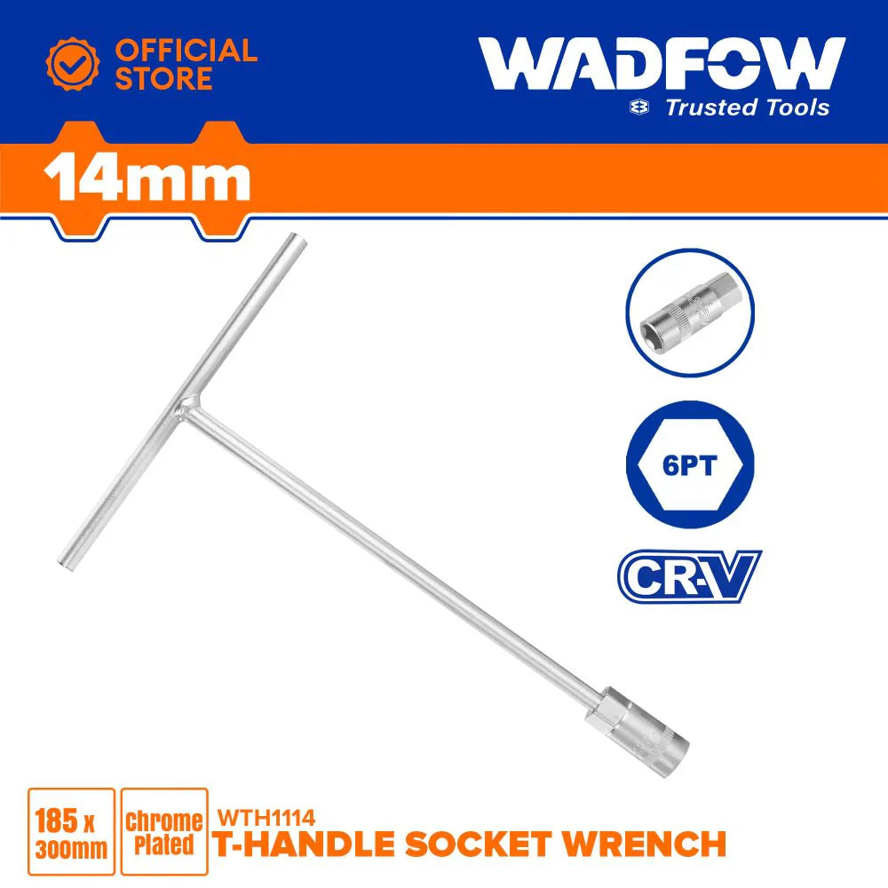 WADFOW 14mm T-Handle Socket Wrench Long Reach Cr-V Fixed Socket Driver WTH1114 Wadfow