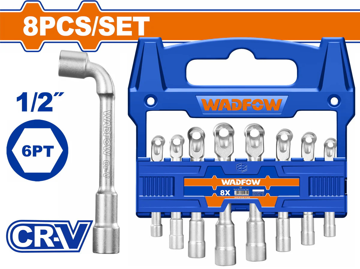 WADFOW 8-Piece L-Angled Socket Wrench Set 8mm to 19mm Metric Offset Wrench Kit WTH4208 Wadfow