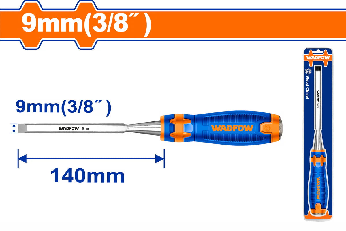 WADFOW 6mm Wood Chisel Chrome Vanadium Steel Beveled Edge Woodworking Hand Tool with Ergo Soft Grip Handle WWC1209 Wadfow