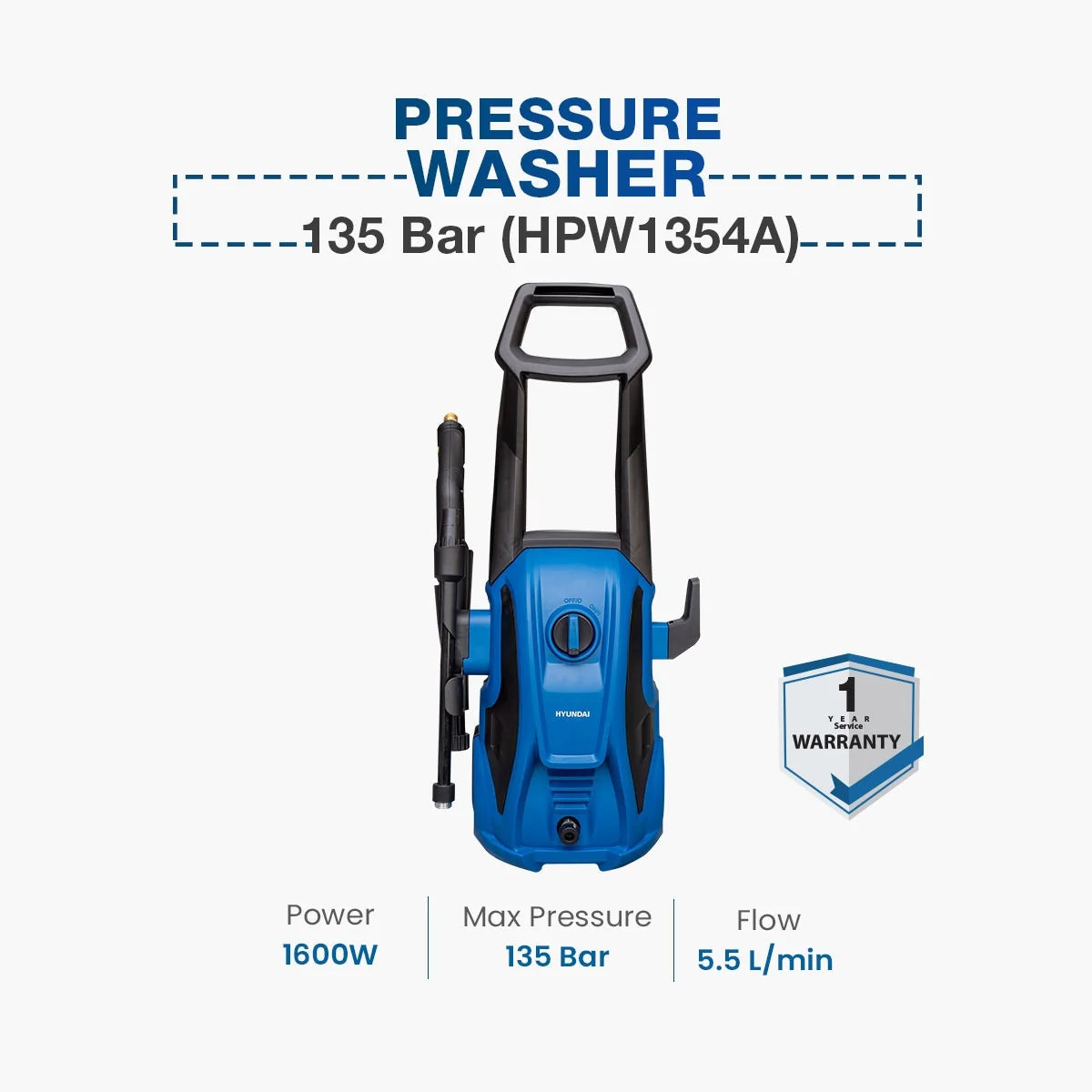 HYUNDAI 135 Bar High Pressure Washer Electric Car & Home Cleaner HPW1354A Hyundai