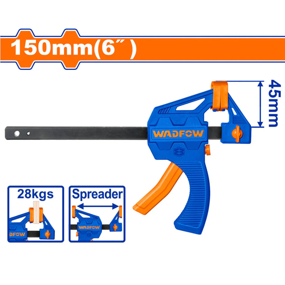 WADFOW 88x300mm Heavy Duty Quick Bar Clamp One Handed Pistol Grip Squeeze Trigger Woodworking Spreader WCP4386