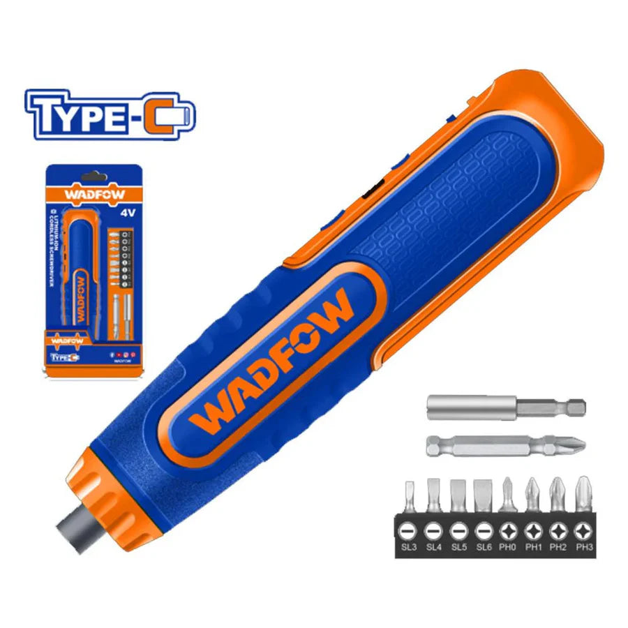 WADFOW 4V Cordless Lithium-Ion Screwdriver with 18-Piece Accessory Set WCV4435