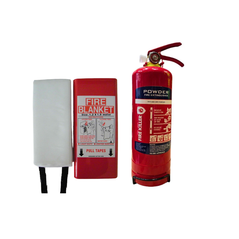 Fire Safety Compact Kit – DCP 02-Kg ABC Fire Extinguisher + Fire Blanket 1.2 x 1.8 (4x6) Marvi Sons