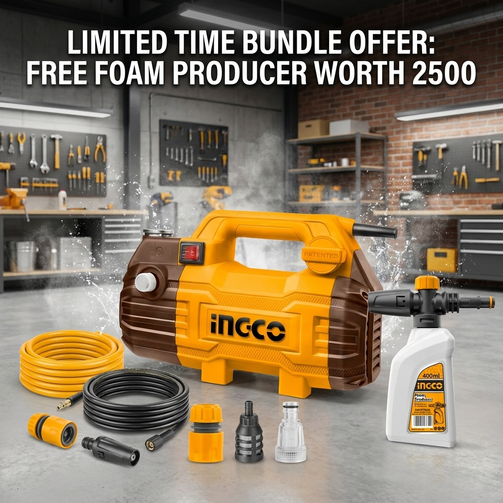 Ingco 1500W High Pressure Washer | HPWR15028 + Free Foam Producer (Limited Time Offer) Ingco