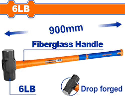WADFOW 6lb Sledge Hammer 900mm Long Fiberglass Handle Drop Forged Carbon Steel Demolition Stoning Hammer WHM4306 Wadfow