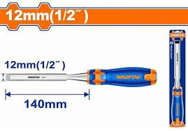 WADFOW 12mm 1/2 Inch Wood Chisel Chrome Vanadium Steel Beveled Edge Woodworking Hand Tool with Ergonomic Soft Grip Handle WWC1212 Wadfow