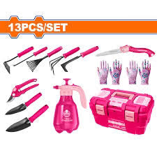 WADFOW 13-Piece Pink Garden Hand Tools Set for Home Gardening WHS5413