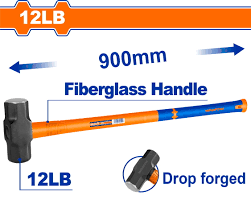WADFOW 12lb Sledge Hammer 900mm Long Reach Fiberglass Handle Drop Forged Carbon Steel Demolition Stoning Hammer WHM4312 Wadfow