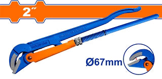 WADFOW 1.5-Inch 45-Degree Heavy Duty Swedish Pipe Wrench Carbon Steel Fast Adjust Spanner WPW3102