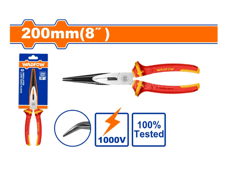 WADFOW 8-Inch Insulated Bent Nose Pliers 1000V VDE Certified WPL4938