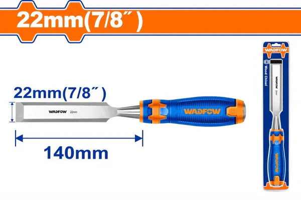 WADFOW 22mm 7/8 Inch Wood Chisel Chrome Vanadium Steel Beveled Edge Woodworking Hand Tool with Ergonomic Soft Grip Handle WWC1222 Wadfow